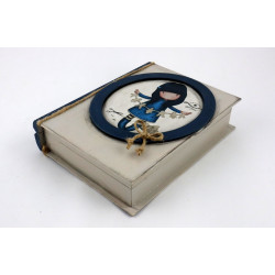 Drewniana książka dekoracyjna – vintage styl, schowek na drobiazgi