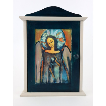 Romantyczna szafka na klucze z aniołem – piękny prezent, dekoracja