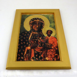 Obrazek Matki Boskiej Częstochowskiej na drewnie – Piękne rękodzieło
