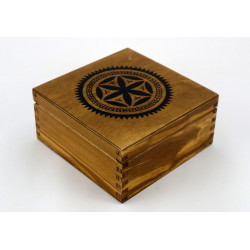 Herbaciarka 4 przegródek jasny dąb z rozetą góralską ręcznie malowaną