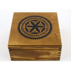 Herbaciarka 4 przegródek jasny dąb z rozetą góralską ręcznie malowaną