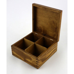 Herbaciarka 4 przegródek jasny dąb z rozetą góralską ręcznie malowaną