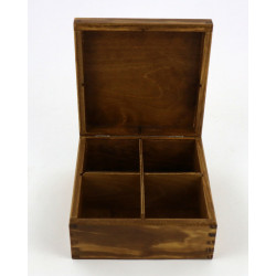 Herbaciarka 4 przegródek jasny dąb z rozetą góralską ręcznie malowaną