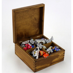 Herbaciarka 4 przegródek jasny dąb z rozetą góralską ręcznie malowaną