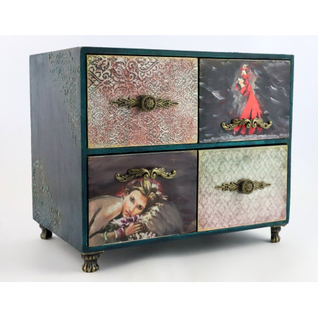 Artystyczna komoda z 4 szufladami – flamenco, zmysłowość i ornament