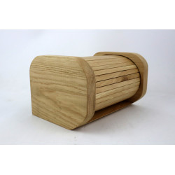 Dębowa skrzynka z roletą i szufladą – rękodzieło, 20x15x12 cm