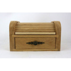 Dębowa skrzynka z roletą i szufladą – rękodzieło, 20x15x12 cm