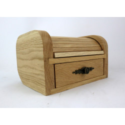 Dębowa skrzynka z roletą i szufladą – rękodzieło, 20x15x12 cm