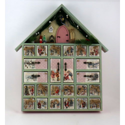 Pastelowy kalendarz adwentowy retro z oświetleniem i zadaniami