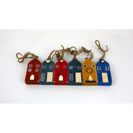 Unikatowe drewniane zawieszki domki – zestaw 6 sztuk handmade piękna