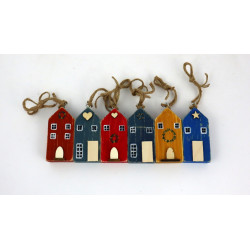 Unikatowe drewniane zawieszki domki – zestaw 6 sztuk handmade piękna