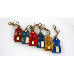 Unikatowe drewniane zawieszki domki – zestaw 6 sztuk handmade piękna