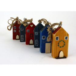 Unikatowe drewniane zawieszki domki – zestaw 6 sztuk handmade piękna