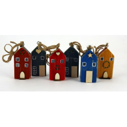 Unikatowe drewniane zawieszki domki – zestaw 6 sztuk handmade piękna
