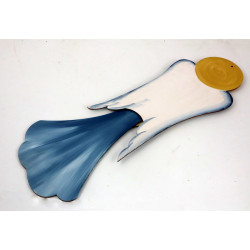 Drewniany anioł w niebieskiej sukni z efektem ombre – ręcznie malowany