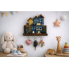 Mały drewniany wieszak z domkami – unikat handmade unikat