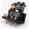 Mały drewniany wieszak z domkami – unikat handmade unikat