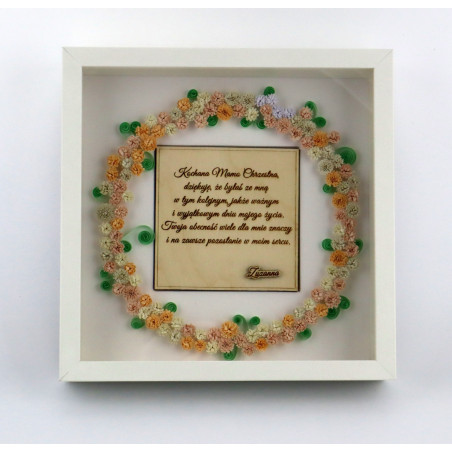 Ramka z kwiatami quilling podziękowanie dla Mamy Chrzestnej