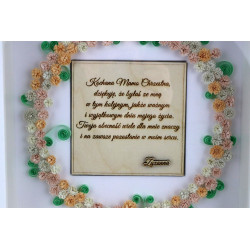 Ramka z kwiatami quilling podziękowanie dla Mamy Chrzestnej