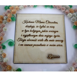 Ramka z kwiatami quilling podziękowanie dla Mamy Chrzestnej