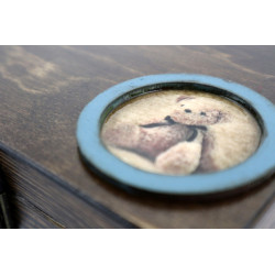 Drewniana skrzynia mała retro Drewniana szkatułka Azulejos 19x14x9 cm