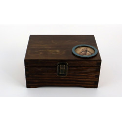 Drewniana skrzynia mała retro Drewniana szkatułka Azulejos 19x14x9 cm