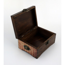 Drewniana skrzynia mała retro Drewniana szkatułka Azulejos 19x14x9 cm