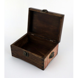 Drewniana skrzynia mała retro Drewniana szkatułka Azulejos 19x14x9 cm