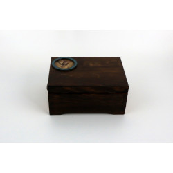 Drewniana skrzynia mała retro Drewniana szkatułka Azulejos 19x14x9 cm