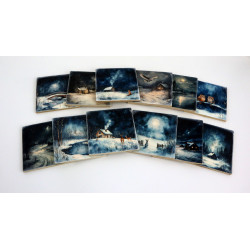 Drewniana podkładka pod kubek zimowa noc 6 mm dekoracyjna