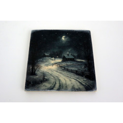 Drewniana podkładka pod kubek zimowa noc 6 mm dekoracyjna