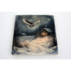 Drewniana podkładka pod kubek zimowa noc 6 mm dekoracyjna