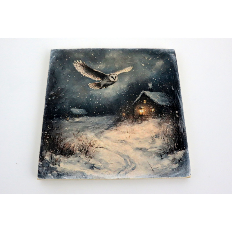 Drewniana podkładka pod kubek zimowa noc 6 mm dekoracyjna