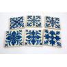 Drewniane podkładki pod kubki zestaw 6 szt  Azulejos 9x9 cm niebieskie
