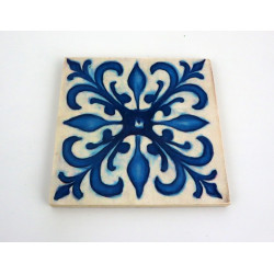 Drewniane podkładki pod kubki zestaw 6 szt  Azulejos 9x9 cm niebieskie