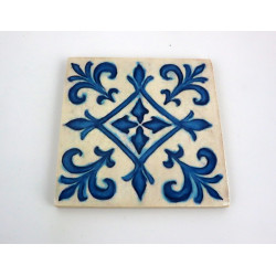 Drewniane podkładki pod kubki zestaw 6 szt  Azulejos 9x9 cm niebieskie