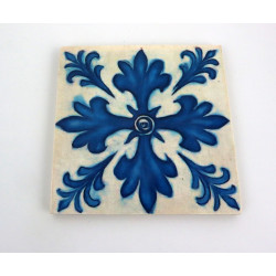 Drewniane podkładki pod kubki zestaw 6 szt  Azulejos 9x9 cm niebieskie