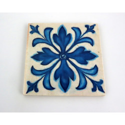 Drewniane podkładki pod kubki zestaw 6 szt  Azulejos 9x9 cm niebieskie