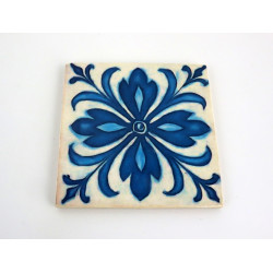 Drewniane podkładki pod kubki zestaw 6 szt  Azulejos 9x9 cm niebieskie