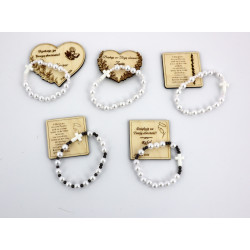 Podziękowania komunijne dla gości personalizowane magnes+różaniec