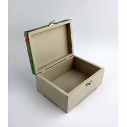 Drewniana skrzynka z kaktusami – ręcznie zdobione pudełko 19x14x9 cm