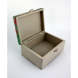 Drewniana skrzynka z kaktusami – ręcznie zdobione pudełko 19x14x9 cm