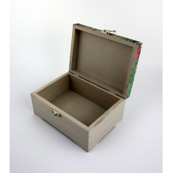 Drewniana skrzynka z kaktusami – ręcznie zdobione pudełko 19x14x9 cm