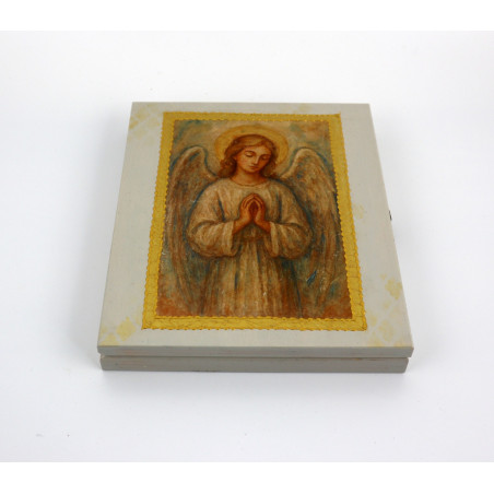 Skrzynka z Aniołem personalizowana na Chrzest Komunię  bierzmowanie