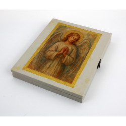 Skrzynka z Aniołem personalizowana na Chrzest Komunię  bierzmowanie