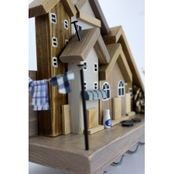 Drewniane miasteczko – wieszak z domkami | rękodzieło