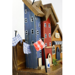 Drewniane Miasteczko Kolorowe – Wieszak z domkami | Kolekcja premium Krakowska Drewutnia
