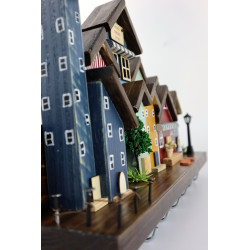 Skandynawskie drewniane miasteczko – wieszak z domkami handmade