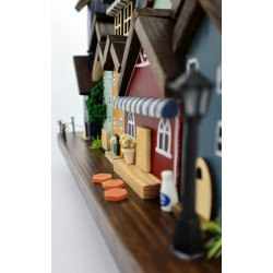 Skandynawskie drewniane miasteczko – wieszak z domkami handmade