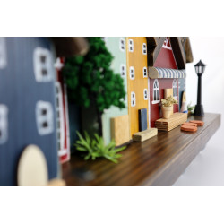 Skandynawskie drewniane miasteczko – wieszak z domkami handmade